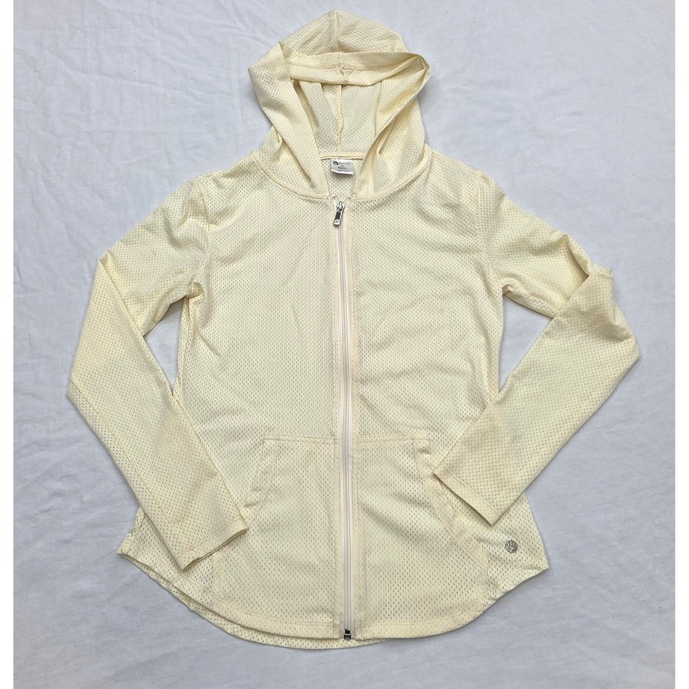 Buffbunny Collection Cream Yellow Mesh Full Zip Hoodie Womens Medium Activewear